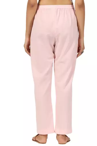 pink cotton pant elasticated waist regular fit trouser