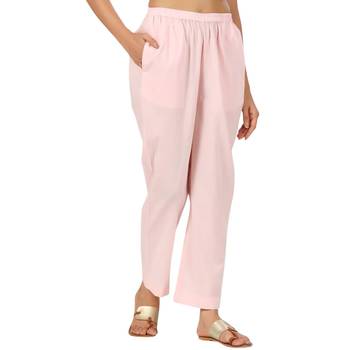 pink cotton pant elasticated waist regular fit trouser 3