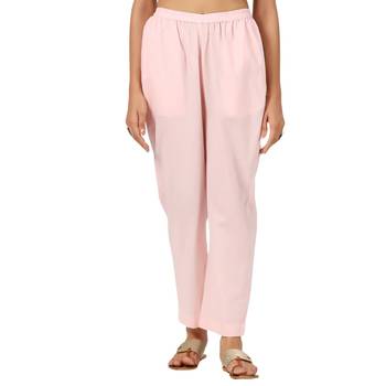 pink cotton pant elasticated waist regular fit trouser 4