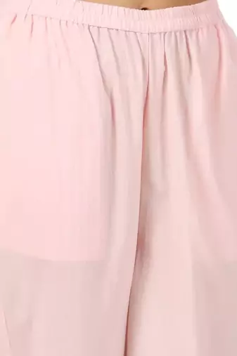 pink cotton pant elasticated waist regular fit trouser