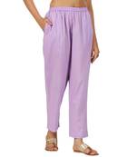 purple cotton pant elasticated waist regular fit trouser
