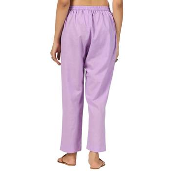 purple cotton pant elasticated waist regular fit trouser 3