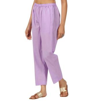 purple cotton pant elasticated waist regular fit trouser 4