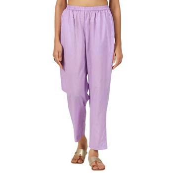 purple cotton pant elasticated waist regular fit trouser 5