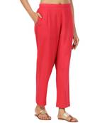 red cotton pant elasticated waist regular fit trouser