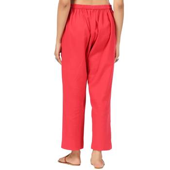red cotton pant elasticated waist regular fit trouser 3