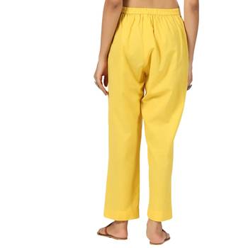 yellow cotton pant elasticated waist regular fit trouser 3