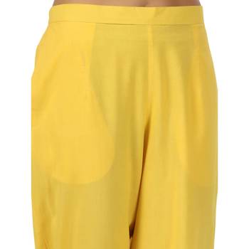 yellow cotton pant elasticated waist regular fit trouser 4