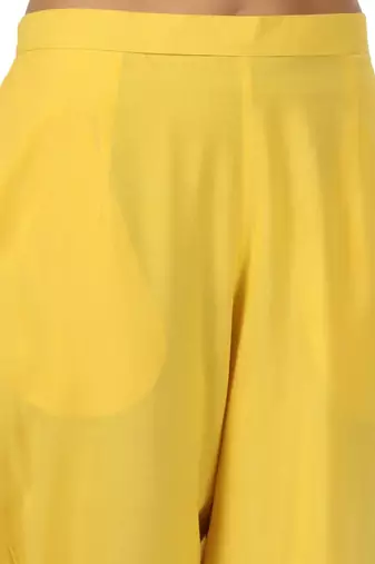 yellow cotton pant elasticated waist regular fit trouser