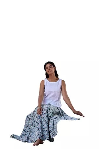 ethnic wear printed regular fit and flared full length long cotton skirt