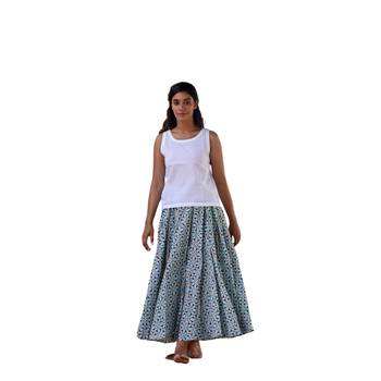 ethnic wear printed regular fit and flared full length long cotton skirt 3