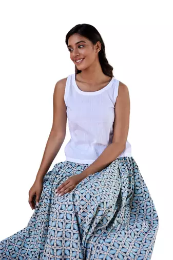 ethnic wear printed regular fit and flared full length long cotton skirt