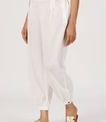white herum cotton pant elasticated waist regular fit trouser