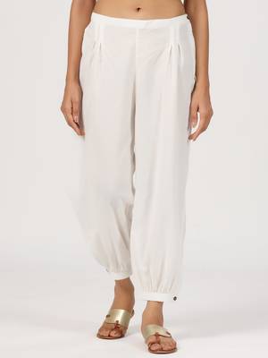 white herum cotton pant elasticated waist regular fit trouser 2