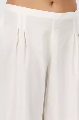 white herum cotton pant elasticated waist regular fit trouser