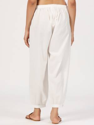 white herum cotton pant elasticated waist regular fit trouser 4
