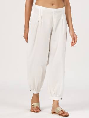 white herum cotton pant elasticated waist regular fit trouser 5