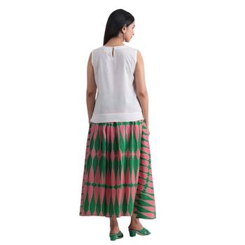 Printed flared full length long cotton skirt 5