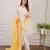 Jaipuri pure yellow cotton shiflly+lino fabric party wear dress with shiffon lahariya dupatta set