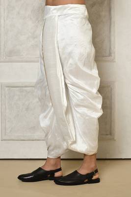 Grey Tuxedo Satin Woven Swirl Pattern Asymmetric Sherwani With PATIYALA & Dhoti Pant 2
