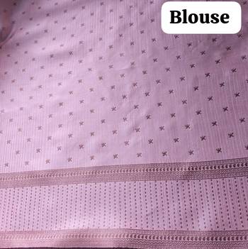 Pink Art Silk Saree with Golden Zari Lines & Matching Blouse 5