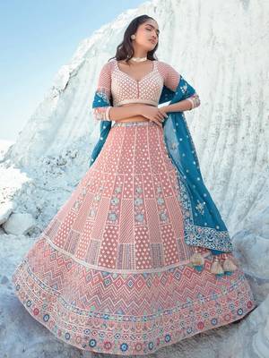 Peach Radiance Thread & Sequins Lehenga Set 1