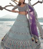 Grey Elegance Georgette Embroidered Lehenga Choli