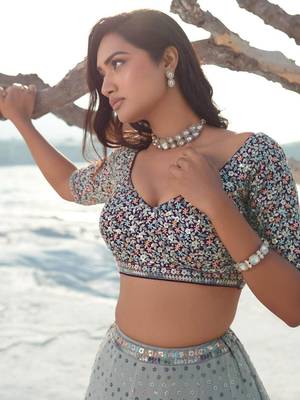 Grey Elegance Georgette Embroidered Lehenga Choli 3
