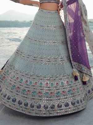 Grey Elegance Georgette Embroidered Lehenga Choli 4