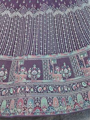 Wine Georgette Embroidered Lehenga Choli Set 4