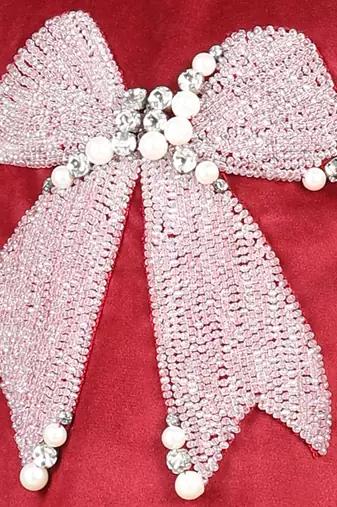 Maroon velvet dress with bow