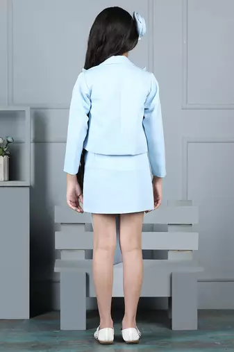 Ice blue coord set with flower detailing
