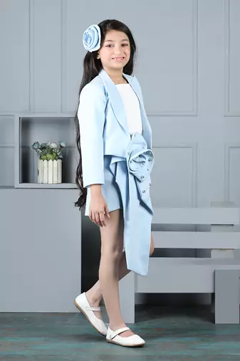 Ice blue coord set with flower detailing
