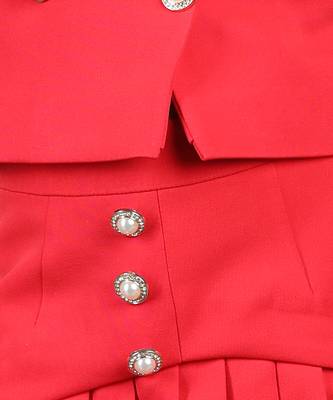 Red coord set with detailed skirt 2