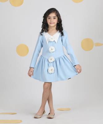 Ice blue dress with 3d flowers 1