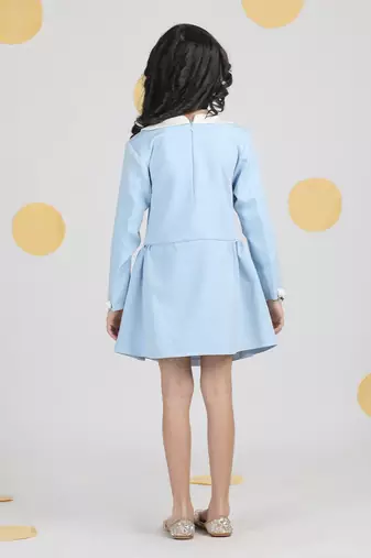 Ice blue dress with 3d flowers