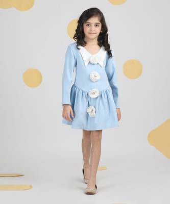 Ice blue dress with 3d flowers 4