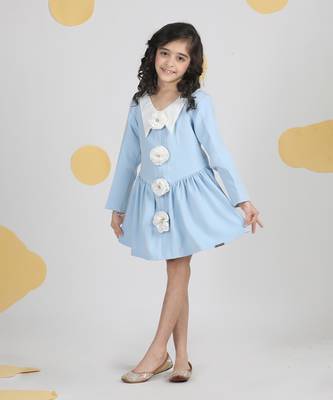 Ice blue dress with 3d flowers 5