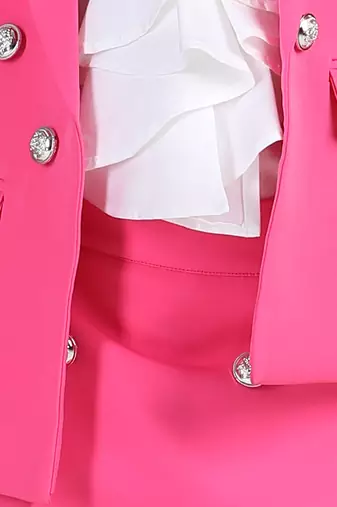 Hot pink two piece set with button detailing