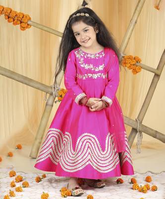 Hot pink anarkali set with hand emnroidery 1
