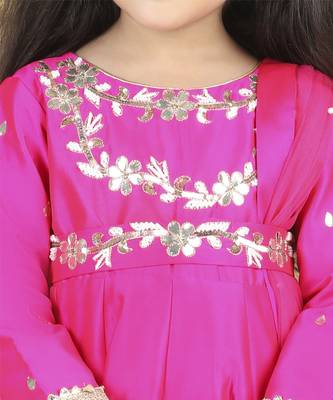 Hot pink anarkali set with hand emnroidery 2