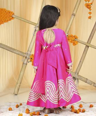 Hot pink anarkali set with hand emnroidery 3