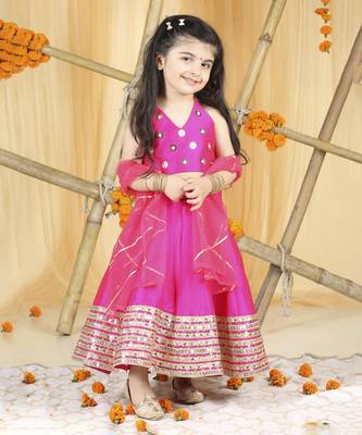 Hot pink lehanga set with hand work blouse 1