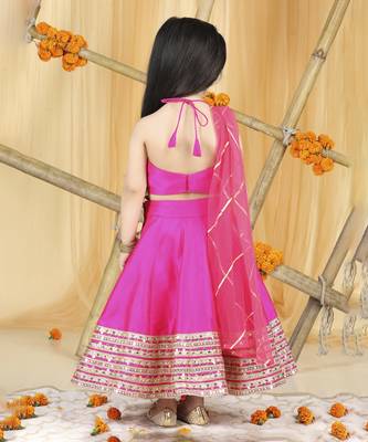 Hot pink lehanga set with hand work blouse 3