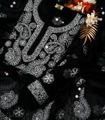 Hand embroidered black georgette lucknowi chikankari unstitched suit set