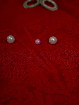 Hand embroidered red georgette lucknowi chikan unstitched suit piece 3