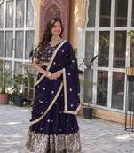 Purple Embroidered Jacquard Lehenga Choli