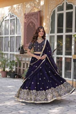 Purple Embroidered Jacquard Lehenga Choli 4