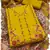 women's yellow roman silk salwar suit dress material with embroidered floral pattern and organza dupatta
