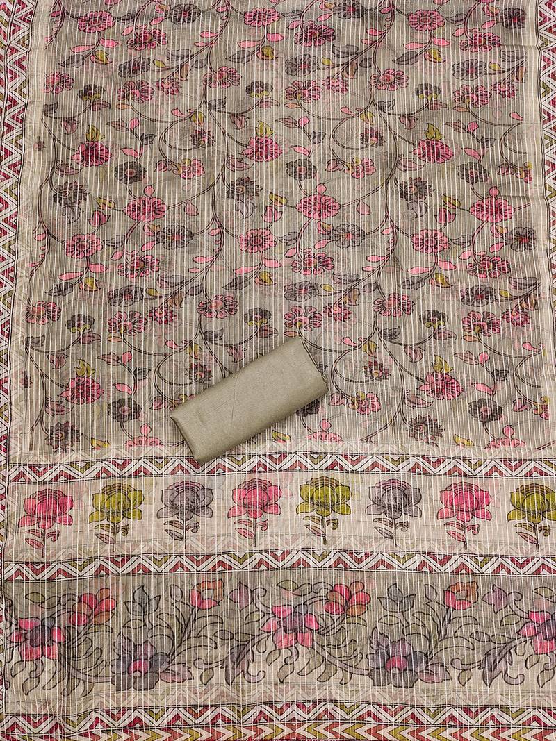 women's brown roman silk salwar suit dress material with embroidered floral pattern and organza dupatta